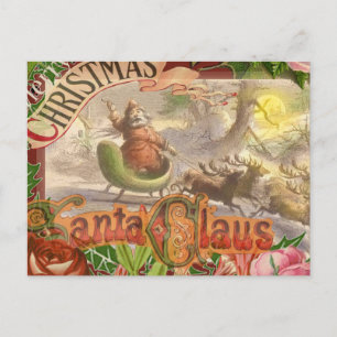 Weihnachtlicher Weihnachtsmann mit fliegendem Schl Feiertagspostkarte