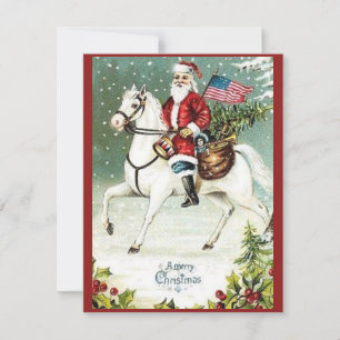 Weihnachtlicher Weihnachtsmann mit patriotischem V Feiertagskarte