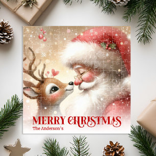 Weihnachtlicher Weihnachtsmann Rudolph Personalisi Puzzle