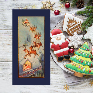 Weihnachtlicher Weihnachtsmann-Schlitten-Rentierfl Feiertagskarte
