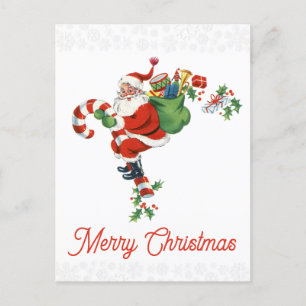 Weihnachtlicher Weihnachtsmann-Zuckerstangen-Schne Postkarte