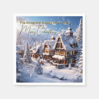 Weihnachtliches Alpen-Chalet Winterurlaub Serviette
