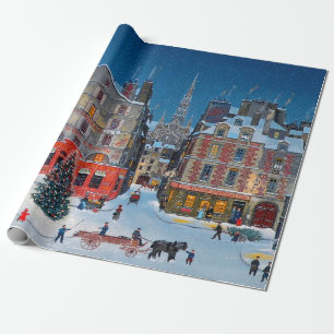 Weihnachtliches altes Dorf Geschenkpapier