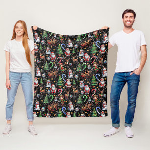 Weihnachtliches Dekorationsmuster mit schwarzem Hi Fleecedecke