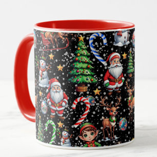 Weihnachtliches Dekorationsmuster mit schwarzem Hi Tasse