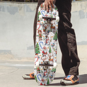 Weihnachtliches Dekorationsmuster mit weißem Hinte Skateboard