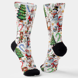 Weihnachtliches Dekorationsmuster mit weißem Hinte Socken