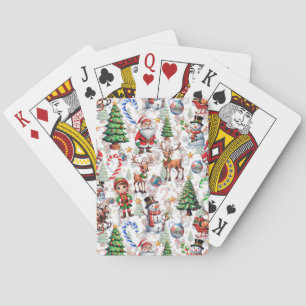 Weihnachtliches Dekorationsmuster mit weißem Hinte Spielkarten
