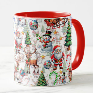 Weihnachtliches Dekorationsmuster mit weißem Hinte Tasse