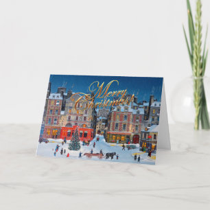 Weihnachtliches Dorf Frohe Weihnachten