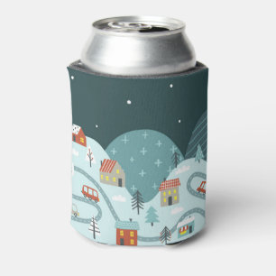 Weihnachtliches Dorf Winter Autos Dosenkühler