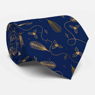 Weihnachtliches elegantes Blau- und Goldmuster Krawatte