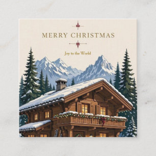 Weihnachtliches europäisches Alpenchalets Schneebe Begleitkarte