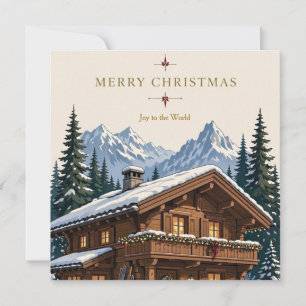 Weihnachtliches europäisches Alpenchalets Schneebe Einladung
