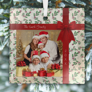 Weihnachtliches Familienfoto-Glas-Ornament Ornament Aus Glas