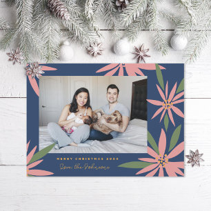 Weihnachtliches Foto mit Vintage-Weihnachtssternen Feiertagskarte