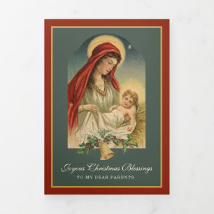 Weihnachtliches Gedicht Jesus Maria Jungfrau Relig Dreifach Gefaltete Urlaubskarte