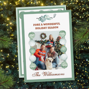 Weihnachtliches Golf-Thema Zwei-Foto-Weihnachten Feiertagskarte