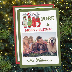 Weihnachtliches Golf-Thema Zwei-Foto-Weihnachten Feiertagskarte
