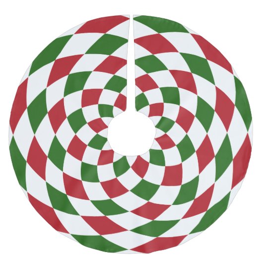 Weihnachtliches Harlekin-Patchworkmuster Polyester Weihnachtsbaumdecke (Vorderseite)