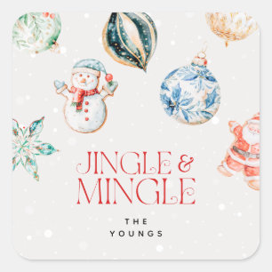 Weihnachtliches Jingle & Mingle Weihnachten Quadratischer Aufkleber