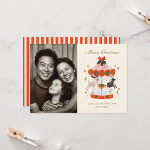 Weihnachtliches Karussell Familienfoto Urlaub Karte