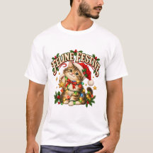 Weihnachtliches Katzen-T-Shirt mit lustigem Kätzch
