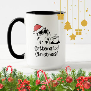 Weihnachtliches Katzenkaffee-Design und Katzenlieb Tasse