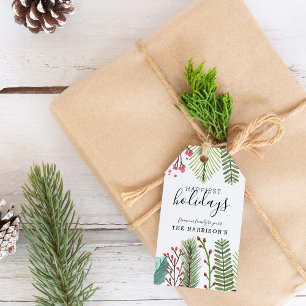 Weihnachtliches Laubwerk Weihnachten Personalisier Geschenkanhänger
