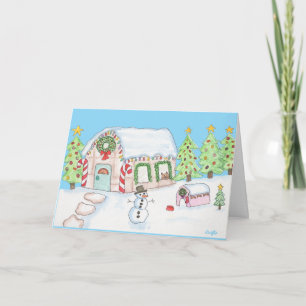Weihnachtliches Lebkuchenhäuschen Feiertagskarte