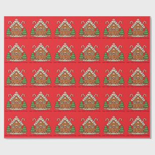 Weihnachtliches Lebkuchenhäuschen Geschenkpapier
