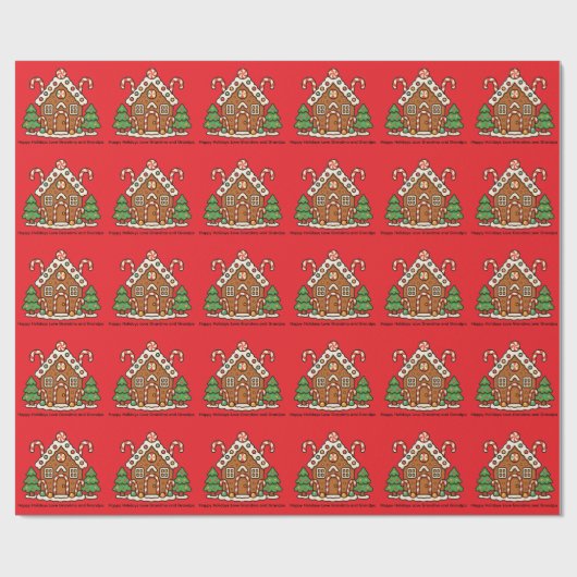 Weihnachtliches Lebkuchenhäuschen Geschenkpapier (Flach)
