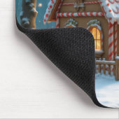 Weihnachtliches Lebkuchenhäuschen mit Schneemann Mousepad (Ecke)