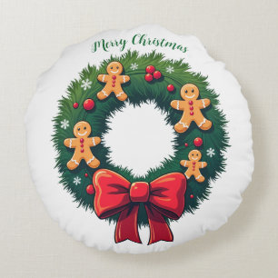 Weihnachtliches Lebkuchenhäuschen Rundes Kissen