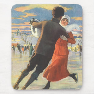 Weihnachtliches Paar beim Eislaufen Mousepad