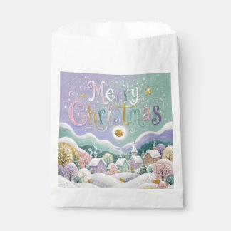 Weihnachtliches Pastell-Winterdorf Schneehäuser Geschenktütchen