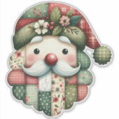 Weihnachtliches Patchwork-Santa-Volk Aufkleber (Vorderseite)