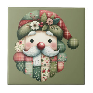 Weihnachtliches Patchwork-Santa-Volk Fliese