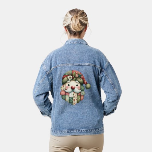 Weihnachtliches Patchwork-Santa-Volk Jeansjacke (Modell)