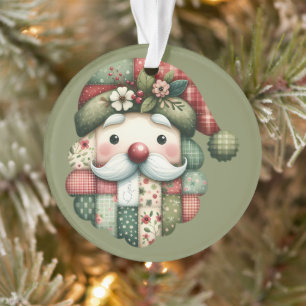 Weihnachtliches Patchwork-Santa-Volk Ornament