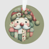 Weihnachtliches Patchwork-Santa-Volk Ornament (Vorderseite)