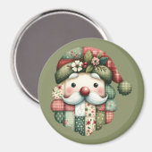 Weihnachtliches Patchwork-Santa-Volksfest Magnet (Vorderseite/Rückseite)