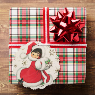 weihnachtliches retro vintage Weihnachtsmädchen Na Ornament Karte