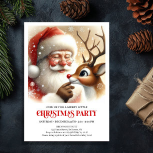 Weihnachtliches Santa Claus Rudolph Feiertags-Fami Einladung
