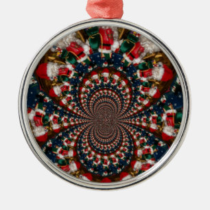 Weihnachtliches Santa Kaleidoskop-Design Silbernes Ornament