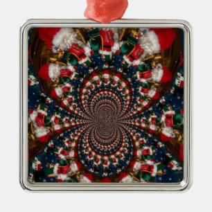 Weihnachtliches Santa Kaleidoskop-Design Silbernes Ornament