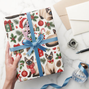 Weihnachtliches Siamesen-Katzen-Geschenkpapier Geschenkpapier