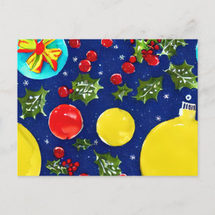 Weihnachtliches Stechpalmen- und Ornaments-Weihnac Postkarte