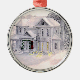 Weihnachtliches viktorianisches Haus-Ornament Ornament Aus Metall