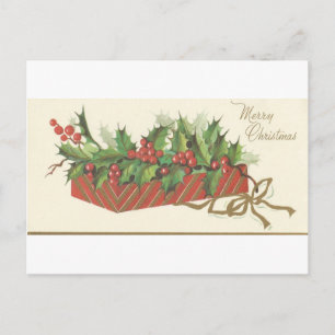 Weihnachtliches Vintage-Christmas-Holly Feiertagspostkarte